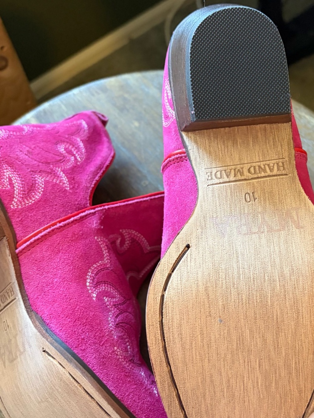 Myra Bag Pink Suede Western Ankle Boots - Picture 3 of 3